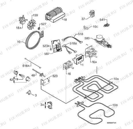 Взрыв-схема плиты (духовки) Privileg 423497_61046 - Схема узла Electrical equipment 268