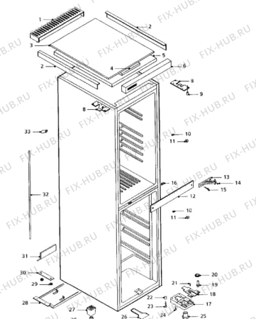 Взрыв-схема холодильника Tricity Bendix CPD9W - Схема узла Cabinet + furniture (extra)