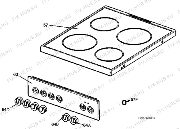 Взрыв-схема плиты (духовки) Electrolux EKC510501W - Схема узла Section 4