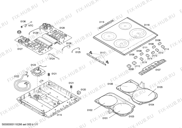 Схема №1 EH77E501E induccion siemens 4i tc top 70cm inox с изображением Стеклокерамика для духового шкафа Siemens 00479591