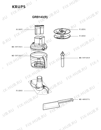 Взрыв-схема кухонного комбайна Krups GRB143(R) - Схема узла CP002553.6P2