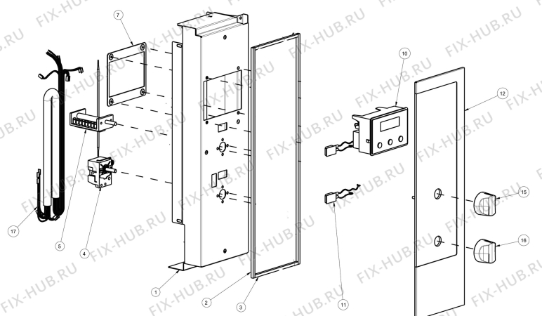 Взрыв-схема комплектующей Electrolux FQ945XE - Схема узла Command panel 037