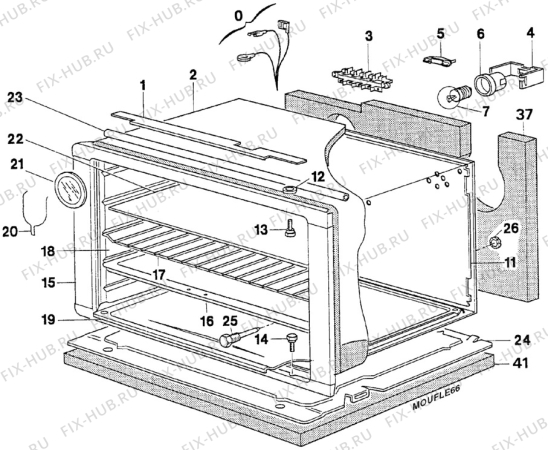 Взрыв-схема плиты (духовки) Zanussi ZC6321W1 - Схема узла Oven body