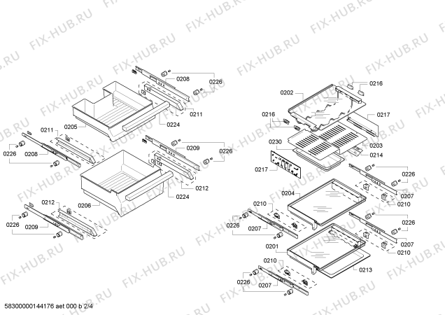 Взрыв-схема холодильника Gaggenau RT249202 - Схема узла 02