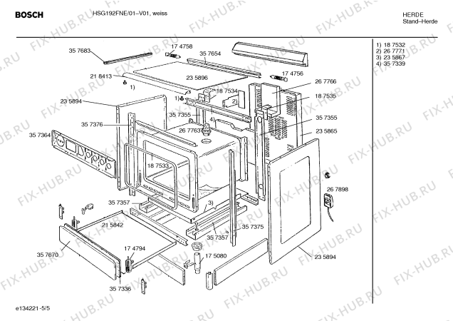 Взрыв-схема плиты (духовки) Bosch HSG192FNE Bosch - Схема узла 05