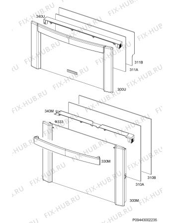 Взрыв-схема плиты (духовки) Electrolux EKC603600K - Схема узла Door