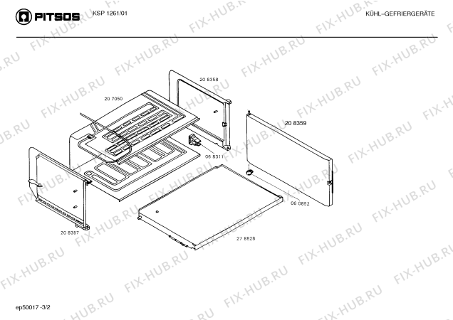 Схема №1 KSP1151 с изображением Поднос для холодильной камеры Bosch 00140992