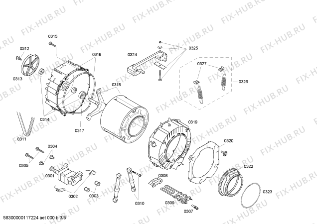 Взрыв-схема стиральной машины Siemens WM16E190NL Extraklasse E16.19 - Схема узла 03