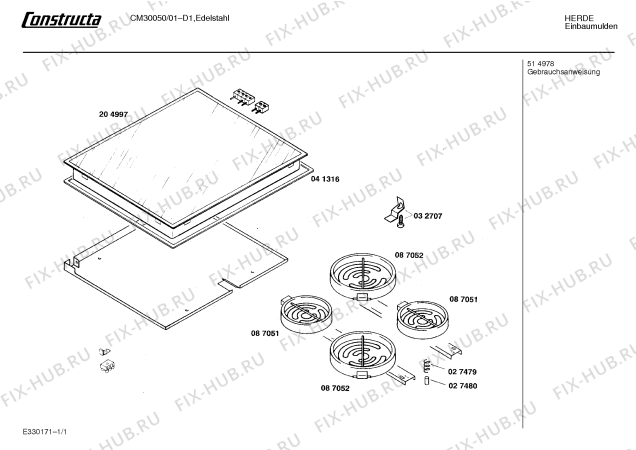 Схема №1 CM30050 с изображением Стеклокерамика для плиты (духовки) Bosch 00204997