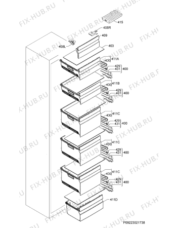 Взрыв-схема холодильника Electrolux SG235NCN - Схема узла Internal parts