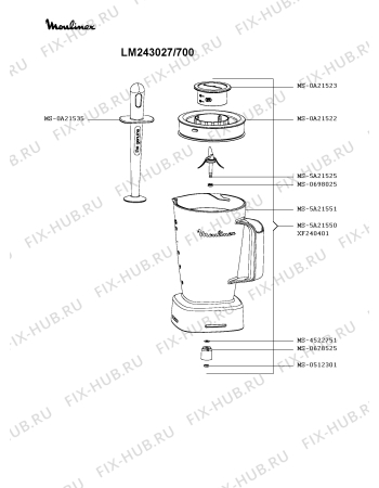 Схема №3 LM243027/700 с изображением Чаша для блендера (миксера) Moulinex MS-0A21523