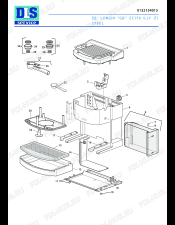 Схема №1 EC710 EX:C  ILLY с изображением Нагревательный элемент для кофеварки (кофемашины) DELONGHI 5132109700