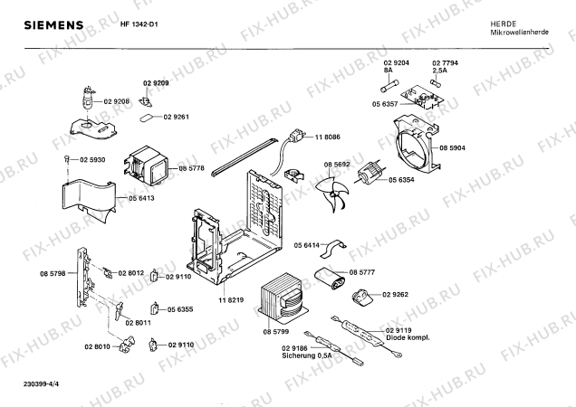 Схема №2 HF1342 с изображением Панель для свч печи Siemens 00085801