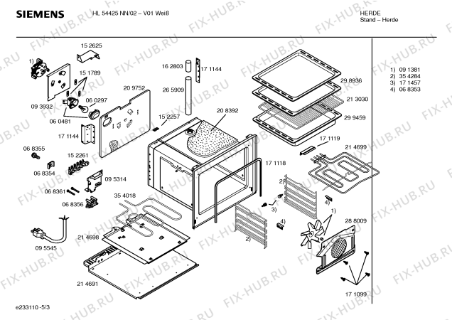 Схема №4 HL54425NN с изображением Инструкция по эксплуатации для плиты (духовки) Siemens 00523249