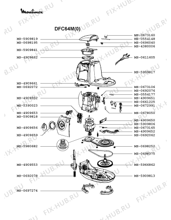 Взрыв-схема кухонного комбайна Moulinex DFC64M(0) - Схема узла 6P002502.6P3