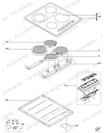 Взрыв-схема комплектующей Gorenje GHT605E   -INOX TOUCH(900002431, PE58E1-P) - Схема узла 02