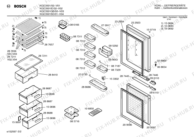 Взрыв-схема холодильника Bosch KGE3501SD - Схема узла 02