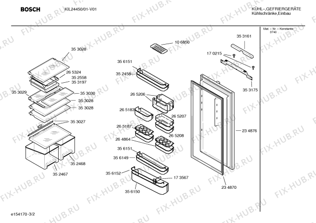 Взрыв-схема холодильника Bosch KIL24450 - Схема узла 02
