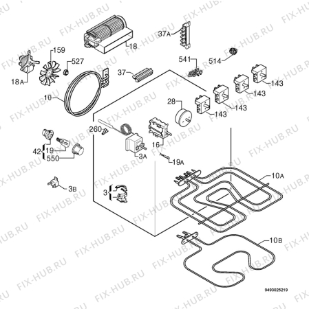 Взрыв-схема плиты (духовки) Rosenlew RA3310W - Схема узла Electrical equipment 268