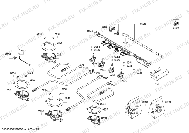 Взрыв-схема плиты (духовки) Bosch PBP615A80A 4G S/S 60R/2010 - Схема узла 02