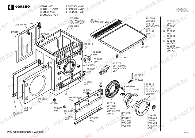 Взрыв-схема стиральной машины Corcho LF2021 - Схема узла 02