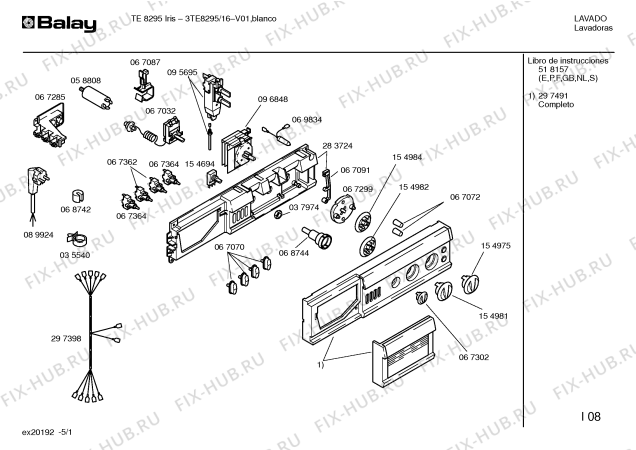 Схема №3 3TE8295 TE8295 IRIS с изображением Панель управления для стиралки Bosch 00297491