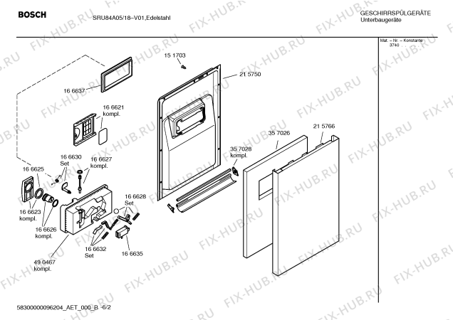 Схема №3 SRU84A05 Exclusiv с изображением Вкладыш в панель для посудомоечной машины Bosch 00435653