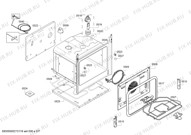 Взрыв-схема плиты (духовки) Bosch HXR39ID20 - Схема узла 05
