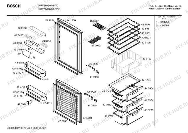 Схема №3 KGV39620 с изображением Инструкция по эксплуатации для холодильной камеры Bosch 00692499