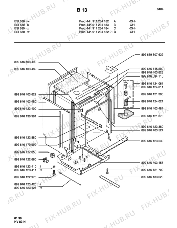 Взрыв-схема посудомоечной машины Electrolux ESI680X  CH - Схема узла Tub