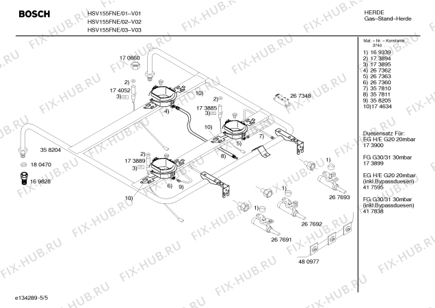 Схема №3 HSV152CNE, Bosch с изображением Инструкция по эксплуатации для духового шкафа Bosch 00580637
