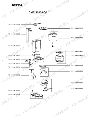 Схема №1 CM322510/9Q0 с изображением Холдер фильтра  для электрокофемашины Tefal FS-9100019479