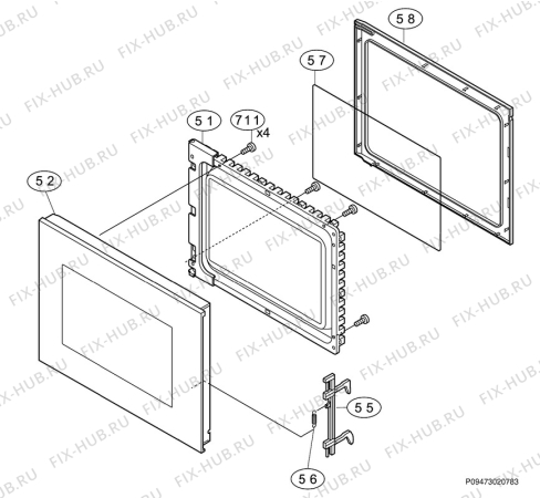 Взрыв-схема микроволновой печи Juno Electrolux JMV1051A - Схема узла Section 3