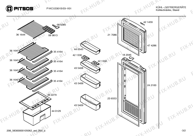 Схема №3 P1KCU3301S с изображением Панель для холодильника Bosch 00362422