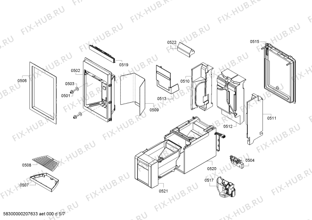 Схема №4 RF463304 Gaggenau с изображением Рамка для холодильной камеры Bosch 11025732