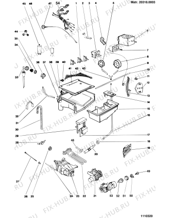 Взрыв-схема стиральной машины Indesit WG1035TXCEX (F022118) - Схема узла