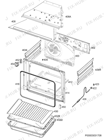 Взрыв-схема плиты (духовки) Aeg Electrolux BE7614000M - Схема узла Oven