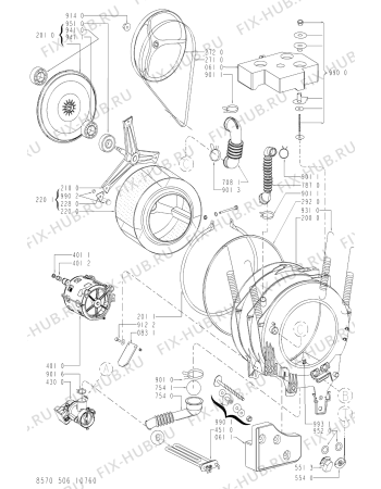 Взрыв-схема стиральной машины Whirlpool FL 5064/6 - Схема узла