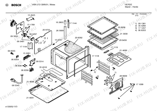 Взрыв-схема плиты (духовки) Bosch HSN272GNN - Схема узла 03