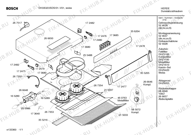 Схема №1 DHU632UFF с изображением Моторчик Bosch 00267353