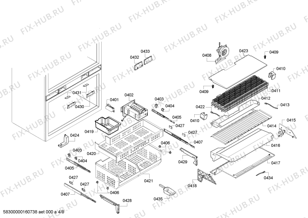 Схема №4 CI36BP01 с изображением Крышка для холодильника Siemens 00703394