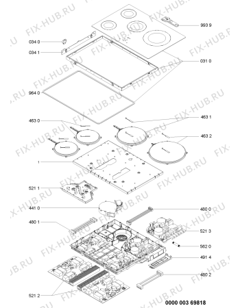 Схема №1 ETII6740/NE с изображением Керамическая поверхность для плиты (духовки) Whirlpool 481244039831