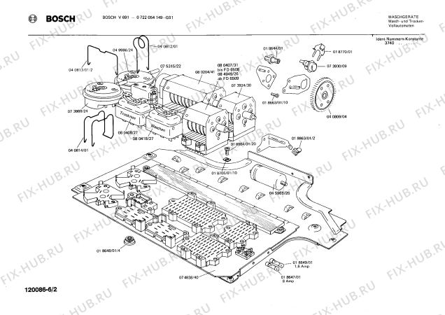 Взрыв-схема стиральной машины Bosch 0722054149 V691 - Схема узла 02
