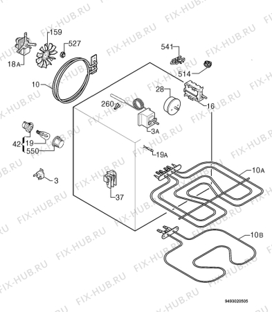 Взрыв-схема плиты (духовки) Zanussi ZOB646X - Схема узла Electrical equipment 268