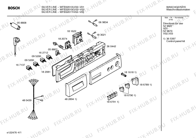 Схема №2 WFB3201TH SILVER LINE с изображением Панель управления для стиралки Bosch 00365397