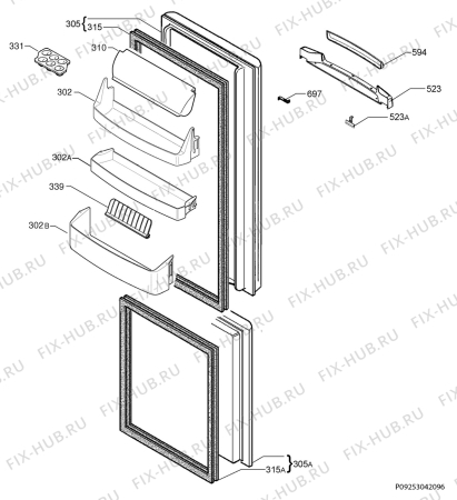 Взрыв-схема холодильника Rex Electrolux RNA34733X - Схема узла Door 003