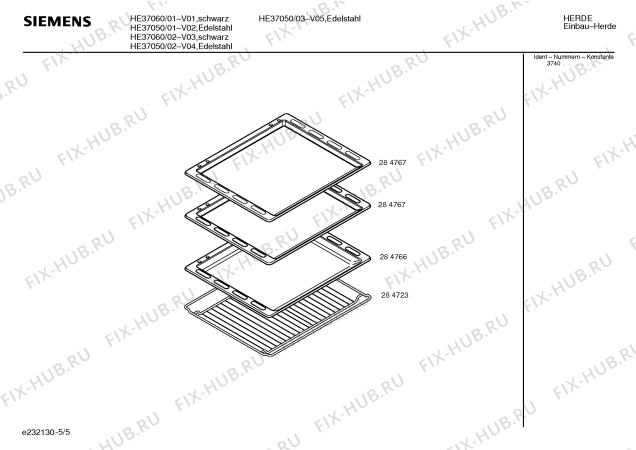 Схема №3 HE37050 с изображением Панель для плиты (духовки) Siemens 00285204