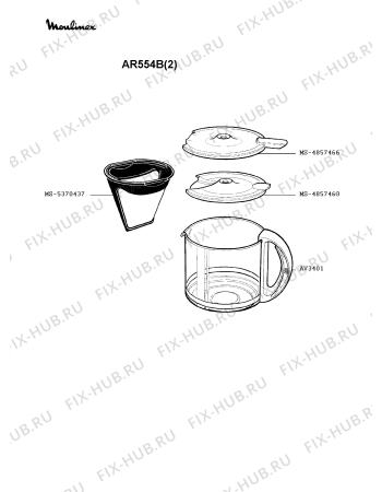 Взрыв-схема кофеварки (кофемашины) Moulinex AR554B(2) - Схема узла VP001666.3P2