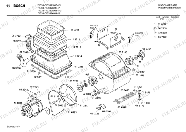 Схема №3 0722044522 V331 с изображением Люк для стиралки Bosch 00028741