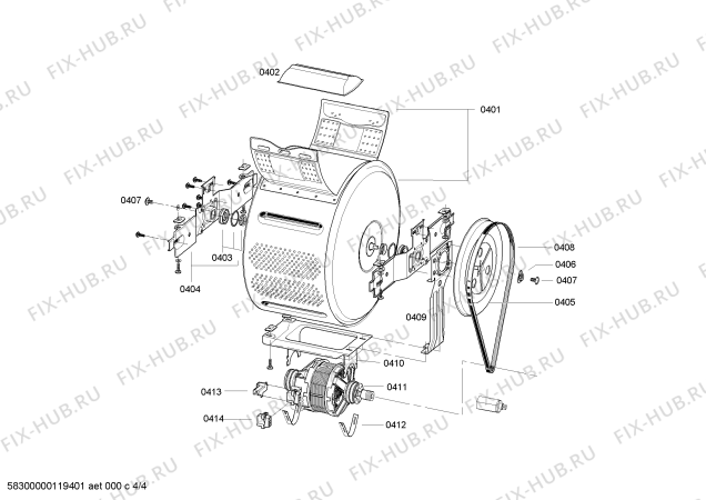 Взрыв-схема стиральной машины Bosch WOR16120IT Topp,  VIB+riconoscimento carico - Схема узла 04